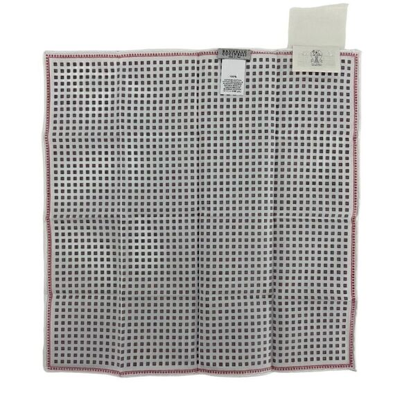 NWT Brunello Cucinelli Men’s Silk Pocket Square - Tiny Box Cubes - Picture 4 of 9